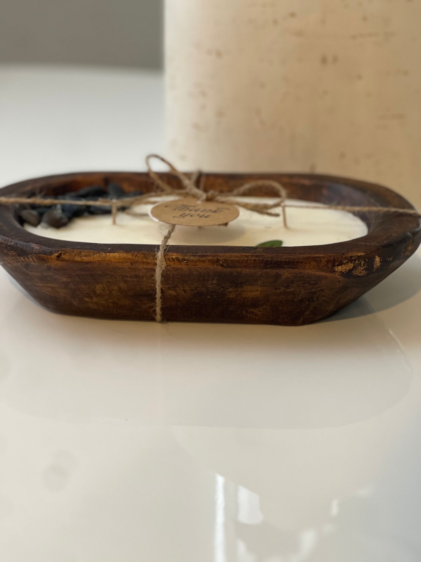 Teakwood Wood Bowl Candle